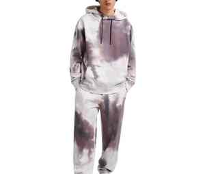 Chándal teñido con lazo para hombre de material suave, transpirable, cómodo, con capucha, con el mejor servicio de fabricación OEM, chándal teñido con lazo - Product Image 1