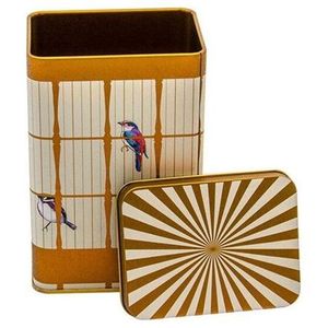 75x100x150mm Rectangular Vintage Birdcage Ilustración Caja de almacenamiento de metal Pájaros coloridos 1.2L Tapa deslizante para la organización del hogar - Product Image 3