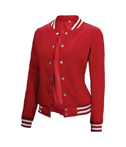 Haute qualité femmes hiver automne culture Letterman Varsity veste manches longues en cuir véritable Bomber manteau Satin tissu coton - Product Image 4
