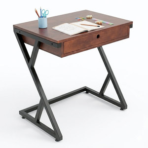 BD68112 Small 80x50cm Computer PC <b>Desk</b> with Drawers Z-Shaped Iron Legs <b>Shelf</b> for Bedroom or Workshop - Product Image 1