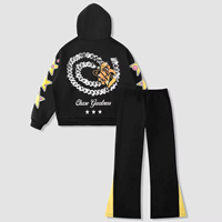 Ensemble décontracté pour homme en 2 pièces, motif uni, sweat-shirt à capuche imprimé DTG, pantalon évasé, survêtement, design personnalisé pour la saison hivernale, taille XL