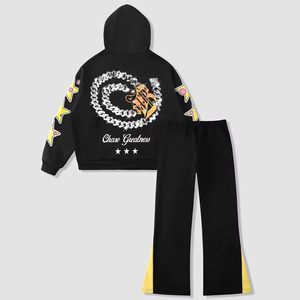 Conjunto Casual de 2 Piezas para Hombre, Sudadera con Capucha y Pantalones Acampanados con Estampado DTG, Diseño Personalizado para la Temporada de Invierno, Talla XL - Product Image 2