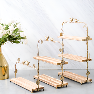Venta al por mayor de metal dorado y soporte de madera para tartas para bodas, fiestas, cumpleaños, eventos a bajo precio - Product Image 2