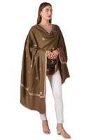 Dupatta d'hiver en velours de soie indien vert olive, moderne, dernière collection, brodé à la main, couleurs unies personnalisables, bordure délicate en Zari