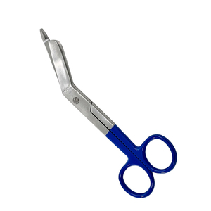 Ciseaux de chirurgie de qualité supérieure lame tranchante coudée métal acier poignée enduite bleue chirurgie pansement ciseaux de coupe - Product Image 1