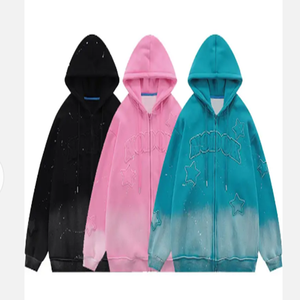 2024 OEM haute qualité soleil effet fondu détresse sweat à capuche brodé hommes zip up sweat à capuche hommes sweat à capuche personnalisé - Product Image 4