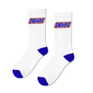 Customizable Logo Printed White Blue Tennis <b>Socks</b> for Men Women Embroidered Classic Athlete Style Dot Pattern for Autumn Season - Product Image 1