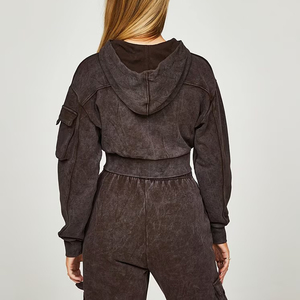 Chándal ligero lavado con ácido para mujer, alta calidad, transpirable, de secado rápido, logotipo personalizado, equipo para correr, función de talla grande, recién llegado - Product Image 2