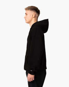 <b>Black</b> Streetwear Oversized 100% Cotton Solid Blank Full <b>Zip</b> <b>up</b> Hoodie Baggy Style Drop Shoulder Heavyweight 500GSM <b>Hoodies</b> <b>Men</b> - Product Image 2