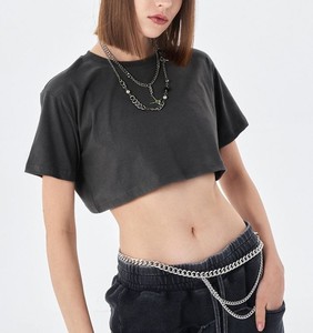 High Quality Oversized Cropped Knitted Tshirt for Women Heavyweight <b>Crop</b> <b>Top</b>-Wholesale Supply - Product Image 3