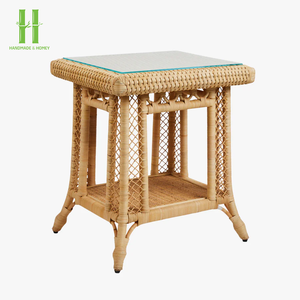 Table gigogne moderne élégante et royale en rotin de couleur marron, accessoires de mobilier de salon à bas prix - Product Image 6