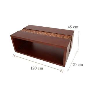 Table basse rectangulaire moderne en bois avec gravure géométrique islamique et base de rangement creuse pour une décoration de salon de luxe - Product Image 6