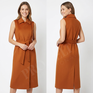 Chaleco Largo sin Mangas de Fieltro Profesional, Abrigo de Lana con Cinturón, Chaleco Elegante de Longitud Media para Invierno, Abrigos de Lana Hechos a Medida - Product Image 5