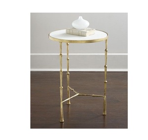 Mobilier de maison décoration d'hôtel table d'appoint couleur or plateau en verre design classique table d'angle de qualité supérieure - Product Image 3