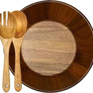 Tazón para Servir Ensaladas de Madera de Acacia Natural Esmaltada - Ecológico y Duradero, Tazones para Frutas Personalizados para Uso en el Hogar y Restaurantes - Product Image 4
