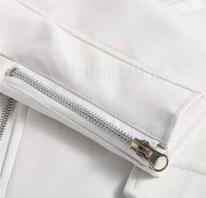 Chaqueta de cuero para hombre de último estilo, precio al por mayor, chaqueta de cuero de color blanco sólido, chaqueta de cuero más vendida de Pakistán - Product Image 5