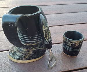 ถ้วยเซรามิกทรงแตรขนาดใหญ่สไตล์ไวกิ้งชุด3ชิ้นที่เปิดฝากันรั่วแก้วกาแฟสุญญากาศหุ้มฉนวนสำหรับวันครบรอบแต่งงาน - Product Image 3