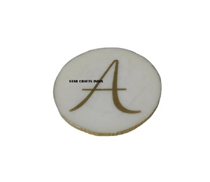 แฮนด์เมด Shabby เก๋ตัวอักษรเรซิ่นจานรองแก้วเซรามิคหินกาแฟชาเครื่องดื่มเสื่อและแผ่นพร้อมต้นฉบับตัวอักษร ABC จาก SCI - Product Image 1