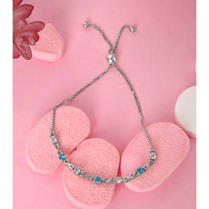 Pulsera CLARA de Plata Pura 925 con Símbolo de Infinito Azul, Bañada en Rodio y Oro, Amuleto Religioso con Zirconia, Regalo Religioso - Product Image 2