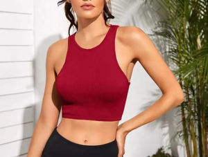 Débardeur de qualité personnalisé pour femmes Débardeur de sport en gros Débardeur pour femmes en tissu de coton Haut court pour femmes de taille américaine Débardeur OEM ODM Logo personnalisé - Product Image 6