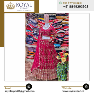 Ropa Étnica, Nueva Colección Exclusiva de Lehenga Choli Indio con Lentejuelas y Bordados, Diseño de Seda Sintética Georgette - Product Image 2