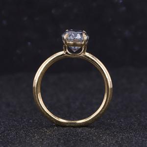 Oval 1,50 Ct Solitaire 1,50 Gris Moissanite Anillo de compromiso Oro amarillo Boda Anillo nupcial 1 unid/set - Product Image 2