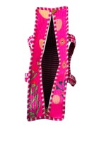 Sac fourre-tout à bandoulière matelassé en coton 100% imprimé à la main avec des motifs floraux roses avec fermeture éclair pour femmes Grand