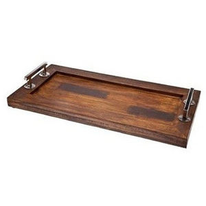 Accesorios de cocina de madera de Acacia Natural sostenible, bandeja de servicio de madera pulida Rectangular con patrón de plantas para decoración del hogar - Product Image 6