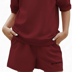 Conjunto de Shorts Casuales para Mujer de Alta Calidad, Tendencia Superior, Diseño Sólido, Transpirable, de Secado Rápido, 2 Piezas, Hecho de Algodón - Product Image 4