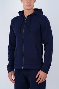 100% coton fermeture éclair solide automne sweats à capuche pour hommes - Product Image 4
