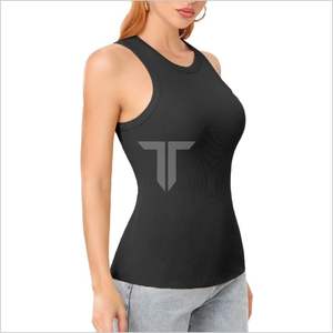 2024, camisetas sin mangas informales para mujer, blusas ajustadas de cuello alto con espalda de corredor sin mangas acanalada, camisa básica de verano superventas - Product Image 4