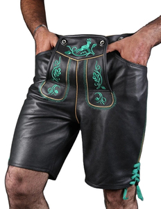 Lederhosen Negros de Oktoberfest para Hombre, Diseño Personalizado, Transpirables, Tallas Grandes, Estilo Casual Urbano, Estilo Bávaro Alemán - Product Image 1