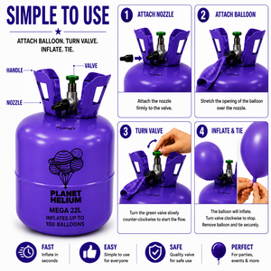 Bouteille de hélium jetable en acier basse pression de 22 L pour ballons - Product Image 4
