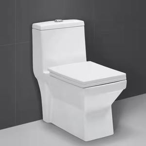 Toilette de toilette en céramique monobloc au design moderne Nigeria économie d'eau de qualité grande sortie forme de cuvette carrée raccords de piège en P inclus - Product Image 2