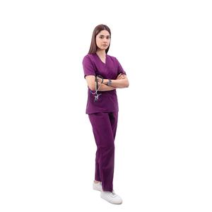 Traje médico de 2 piezas de color púrpura cómodo y elegante para mujer con colores y tamaños personalizados - Product Image 5