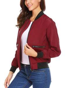 Venta al por mayor liso fino cremallera mujeres bombardero chaquetas superventas cuero mujer moda bombardero chaquetas con logotipo personalizado de alta calidad - Product Image 3