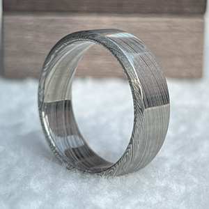 Anillo de Boda de Acero Inoxidable Damasco para Hombre, Personalizable, Regalo para Padrinos de Boda, Fabricante ByKnives, Grado DIY - Product Image 6