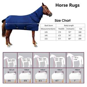 Couverture imperméable pour cheval, bleue, en tissu Oxford, col haut, rabat de queue moyen, toutes saisons, utilisation extérieure, rembourrage en polyester - Product Image 6