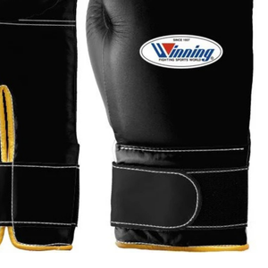 Professional Black Gold Leather Boxing Gloves <b>Velcro</b> Wrist Training Sparring Gloves for Men and Women - Product Image 5