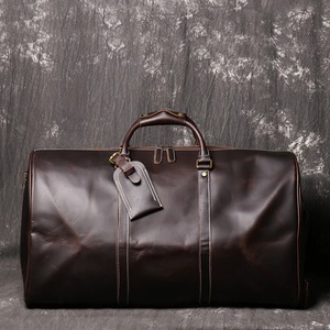Sac de voyage unisexe en cuir véritable avec fermeture éclair de grande taille, logo personnalisé en usine - Product Image 5