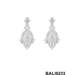 Women's 14K Yellow Gold Rhodium Plated Symmetrical <b>Dangle</b> <b>Earrings</b> with Natural <b>Diamond</b> Accent Round Brilliant Cut - Product Image 2