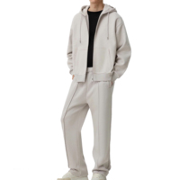 Conjunto Deportivo Informal de Verano para Hombre, con Sudadera con Capucha y Cremallera, Pantalones Deportivos Holgados, 100% Algodón de Alta Calidad, Secado Rápido