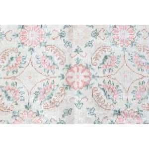 Turkish <b>Vintage</b> <b>Rug</b> 3.5x6.6 ft (108x200 cm), Pink Abstract Wool <b>Rug</b> - Product Image 5