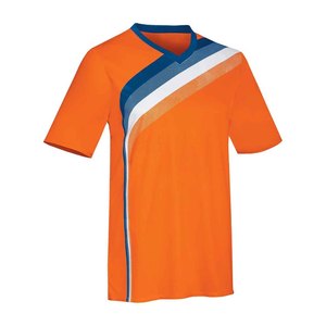 Men's Yellow V-Neck Soccer Jersey Short Sleeve Moisture Wicking Striped Design Polyester Sport Apparel - Product Image 3