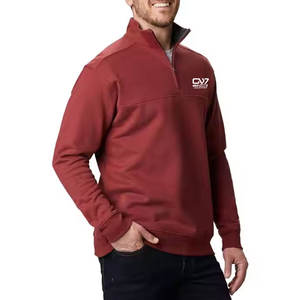 เสื้อสเวตเตอร์มีซิปสำหรับผู้ชายผ้าคอตตอนผสมมาใหม่เสื้อสเวตเชิ้ตมีซิปแบบครึ่งตัวจากโรงงาน - Product Image 3