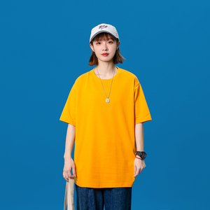 เสื้อยืดผ้าฝ้ายคอกลม205กรัมสำหรับผู้ชายเสื้อทรงหลวมไหล่ตกโลโก้ตามสั่ง - Product Image 3