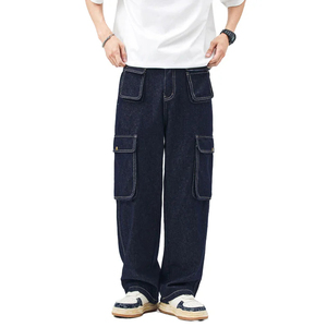 Pantalones vaqueros rectos informales de verano 2025 para hombre, pantalones vaqueros sueltos de moda con acabado lavado, aspecto desgastado para la calle - Product Image 3