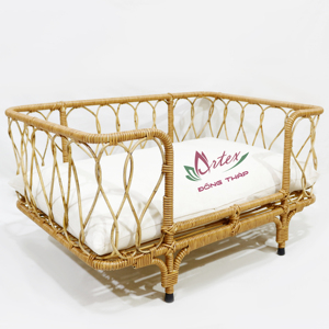 Artex Dong เตียงสุนัขหวายธรรมชาติขนาดเล็ก, เตียงสัตว์เลี้ยงทำด้วยมือลายสัตว์ขายดีสำหรับแมวและลูกสุนัข - Product Image 3