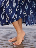 Vêtements de plage pour femmes Robe tissée écologique 100% coton avec imprimé floral Handblock Taille naturelle Toutes saisons Légère