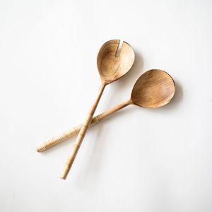 Ensemble de serveur de salade fait main à long manche avec impression décorative en émail sur la poignée pour la soupe de cuisine à la maison ustensile de mélange de salade de Fruits - Product Image 3